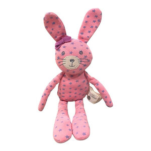 Organic Farm Buddies Bunny Rabbit Plush Lovey Pink Purple Stars Handmade 9.5"